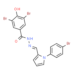 ChemSpider 2D Image | 3,5-Dibromo-N'-{(E)-[1-(4-bromophenyl)-1H-pyrrol-2-yl]methylene}-4-hydroxybenzohydrazide | C18H12Br3N3O2