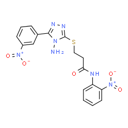 ChemSpider 2D Image | 3-{[4-Amino-5-(3-nitrophenyl)-4H-1,2,4-triazol-3-yl]sulfanyl}-N-(2-nitrophenyl)propanamide | C17H15N7O5S