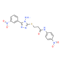 ChemSpider 2D Image | 3-{[4-Amino-5-(3-nitrophenyl)-4H-1,2,4-triazol-3-yl]sulfanyl}-N-(4-nitrophenyl)propanamide | C17H15N7O5S