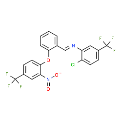 ChemSpider 2D Image | (E)-N-[2-Chloro-5-(trifluoromethyl)phenyl]-1-{2-[2-nitro-4-(trifluoromethyl)phenoxy]phenyl}methanimine | C21H11ClF6N2O3