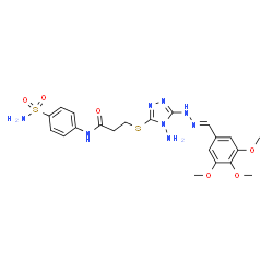 ChemSpider 2D Image | 3-({4-Amino-5-[(2E)-2-(3,4,5-trimethoxybenzylidene)hydrazino]-4H-1,2,4-triazol-3-yl}sulfanyl)-N-(4-sulfamoylphenyl)propanamide | C21H26N8O6S2