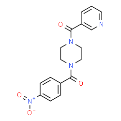 ChemSpider 2D Image | 1-(4-NITROBENZOYL)-4-(PYRIDINE-3-CARBONYL)PIPERAZINE | C17H16N4O4