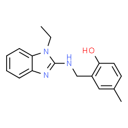 ChemSpider 2D Image | 2-{[(1-Ethyl-1H-benzimidazol-2-yl)amino]methyl}-4-methylphenol | C17H19N3O