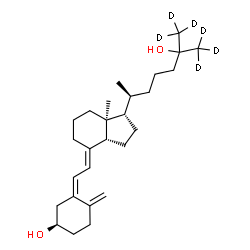 ChemSpider 2D Image | (3R,5Z,7E,13alpha,14beta,17alpha,20S)-(26,26,26,27,27,27-~2~H_6_)-9,10-Secocholesta-5,7,10-triene-3,25-diol | C27H38D6O2