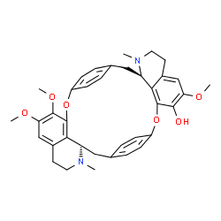 ChemSpider 2D Image | (11R,26R)-5,19,20-Trimethoxy-10,25-dimethyl-2,17-dioxa-10,25-diazaheptacyclo[26.2.2.2~13,16~.1~3,7~.1~18,22~.0~11,36~.0~26,33~]hexatriaconta-1(30),3(36),4,6,13,15,18(33),19,21,28,31,34-dodecaen-4-ol | C37H40N2O6