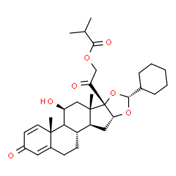 ChemSpider 2D Image | 2-[(4aR,5S,6aS,6bS,8R,9aR,10aS,10bS)-8-Cyclohexyl-5-hydroxy-4a,6a-dimethyl-2-oxo-2,4a,4b,5,6,6a,9a,10,10a,10b,11,12-dodecahydro-6bH-naphtho[2',1':4,5]indeno[1,2-d][1,3]dioxol-6b-yl]-2-oxoethyl 2-methy
lpropanoate | C32H44O7