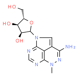 ChemSpider 2D Image | 5-Methyl-1-(L-ribofuranosyl)-1,5-dihydro-1,4,5,6,8-pentaazaacenaphthylen-3-amine | C13H16N6O4