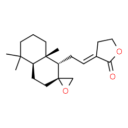 ChemSpider 2D Image | (3E)-3-{2-[(1S,2R,4aS,8aS)-5,5,8a-Trimethyloctahydro-1H-spiro[naphthalene-2,2'-oxiran]-1-yl]ethylidene}dihydro-2(3H)-furanone | C20H30O3