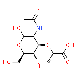 ChemSpider 2D Image | (2xi)-2-Acetamido-3-O-[(1S)-1-carboxyethyl]-2-deoxy-D-arabino-hexopyranose | C11H19NO8