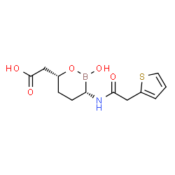 ChemSpider 2D Image | {(3S,6R)-2-Hydroxy-3-[(2-thienylacetyl)amino]-1,2-oxaborinan-6-yl}acetic acid | C12H16BNO5S