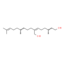 ChemSpider 2D Image | (2Z,6E)-2-[(3E)-4,8-Dimethyl-3,7-nonadien-1-yl]-6-methyl-2,6-octadiene-1,8-diol | C20H34O2