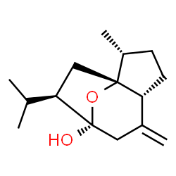 ChemSpider 2D Image | (1R,2R,5R,8S,9R)-9-Isopropyl-2-methyl-6-methylene-11-oxatricyclo[6.2.1.0~1,5~]undecan-8-ol | C15H24O2