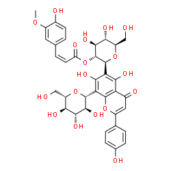 ChemSpider 2D Image | (2S,3R,4S,5S,6R)-2-{5,7-Dihydroxy-2-(4-hydroxyphenyl)-4-oxo-8-[(2R,3S,4S,5R,6S)-3,4,5-trihydroxy-6-(hydroxymethyl)tetrahydro-2H-pyran-2-yl]-4H-chromen-6-yl}-4,5-dihydroxy-6-(hydroxymethyl)tetrahydro-2
H-pyran-3-yl (2Z)-3-(4-hydroxy-3-methoxyphenyl)acrylate (non-preferred name) | C37H38O18