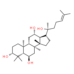 ChemSpider 2D Image | (3alpha,5beta,6beta,8alpha,9beta,10alpha,12alpha,13alpha,14beta,17alpha)-Dammar-24-ene-3,6,12,20-tetrol | C30H52O4