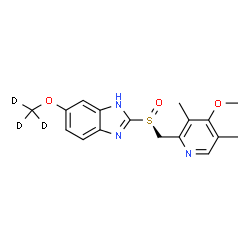 ChemSpider 2D Image | 2-{(S)-[(4-Methoxy-3,5-dimethyl-2-pyridinyl)methyl]sulfinyl}-6-[(~2~H_3_)methyloxy]-1H-benzimidazole | C17H16D3N3O3S