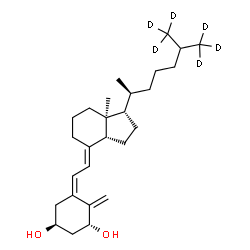 ChemSpider 2D Image | (1R,3S,5Z,7E,13alpha,14beta,17alpha,20S)-(26,26,26,27,27,27-~2~H_6_)-9,10-Secocholesta-5,7,10-triene-1,3-diol | C27H38D6O2