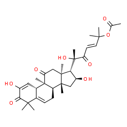 ChemSpider 2D Image | (4S,8beta,9alpha,13alpha,14beta,16beta,17alpha,20S,23E)-2,16,20-Trihydroxy-9,10,14-trimethyl-1,11,22-trioxo-4,9-cyclo-9,10-secocholesta-2,5,23-trien-25-yl acetate | C32H44O8