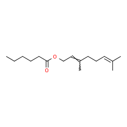 ChemSpider 2D Image | (2E)-3,7-Dimethyl-2,6-octadien-1-yl hexanoate | C16H28O2