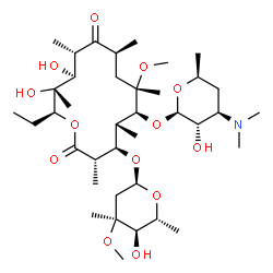 ChemSpider 2D Image | (3S,4R,5R,6S,7S,9S,11S,12S,13R,14S)-6-{[(2R,3S,4R,6S)-4-(Dimethylamino)-3-hydroxy-6-methyltetrahydro-2H-pyran-2-yl]oxy}-14-ethyl-12,13-dihydroxy-4-{[(2S,4S,5R,6R)-5-hydroxy-4-methoxy-4,6-dimethyltetra
hydro-2H-pyran-2-yl]oxy}-7-methoxy-3,5,7,9,11,13-hexamethyloxacyclotetradecane-2,10-dione (non-preferred name) | C38H69NO13