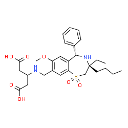 ChemSpider 2D Image | 3-({[(3S,5S)-3-Butyl-3-ethyl-7-methoxy-1,1-dioxido-5-phenyl-2,3,4,5-tetrahydro-1,4-benzothiazepin-8-yl]methyl}amino)pentanedioic acid | C28H38N2O7S