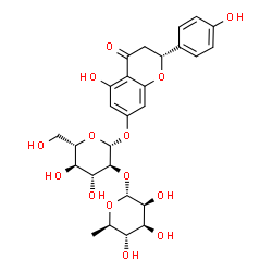 ChemSpider 2D Image | (2R)-5-Hydroxy-2-(4-hydroxyphenyl)-4-oxo-3,4-dihydro-2H-chromen-7-yl 2-O-(6-deoxy-alpha-D-mannopyranosyl)-beta-L-glucopyranoside | C27H32O14