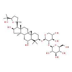 ChemSpider 2D Image | (3alpha,5beta,6beta,8alpha,10alpha,13alpha,14beta,16alpha,17alpha,24R)-6,16,25-Trihydroxy-20,24-epoxy-9,19-cyclolanostan-3-yl 2-O-beta-L-glucopyranosyl-beta-L-xylopyranoside | C41H68O14