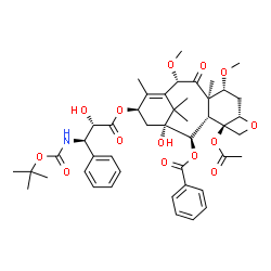 ChemSpider 2D Image | (1beta,2beta,3beta,4alpha,5alpha,7alpha,8alpha,10alpha,13beta)-4-Acetoxy-1-hydroxy-13-{[(2S,3R)-2-hydroxy-3-({[(2-methyl-2-propanyl)oxy]carbonyl}amino)-3-phenylpropanoyl]oxy}-7,10-dimethoxy-9-oxo-5,20
-epoxytax-11-en-2-yl benzoate | C45H57NO14