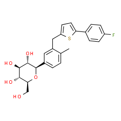 ChemSpider 2D Image | (1R)-1,5-Anhydro-1-(3-{[5-(4-fluorophenyl)-2-thienyl]methyl}-4-methylphenyl)-L-glucitol | C24H25FO5S