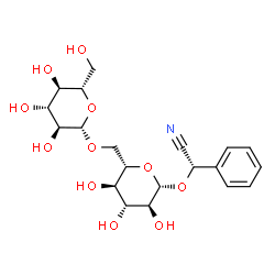 ChemSpider 2D Image | (2S)-{[6-O-(beta-L-Glucopyranosyl)-beta-L-glucopyranosyl]oxy}(phenyl)acetonitrile | C20H27NO11
