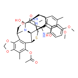 ChemSpider 2D Image | (1S,1'S,2'S,3'S,11'R,12'R,14'S)-5',12'-Dihydroxy-6,6'-dimethoxy-7',21',30'-trimethyl-27'-oxo-2,3,4,9-tetrahydrospiro[beta-carboline-1,26'-[17,19,28]trioxa[24]thia[13,30]diazaheptacyclo[12.9.6.1~3,11~.
0~2,13~.0~4,9~.0~15,23~.0~16,20~]triaconta[4,6,8,15,20,22]hexaen]-22'-yl acetate | C41H44N4O10S