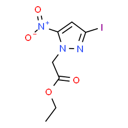ChemSpider 2D Image | Ethyl (3-iodo-5-nitro-1H-pyrazol-1-yl)acetate | C7H8IN3O4