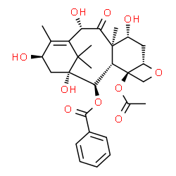 ChemSpider 2D Image | (1beta,2beta,3beta,4alpha,5alpha,7alpha,8alpha,10alpha,13beta)-4-Acetoxy-1,7,10,13-tetrahydroxy-9-oxo-5,20-epoxytax-11-en-2-yl benzoate | C29H36O10