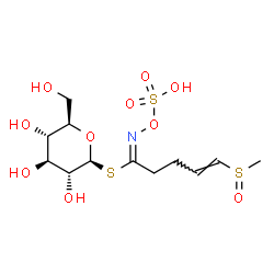 ChemSpider 2D Image | 1-S-[(1E,4E)-5-(Methylsulfinyl)-N-(sulfooxy)-4-pentenimidoyl]-1-thio-beta-D-glucopyranose | C12H21NO10S3