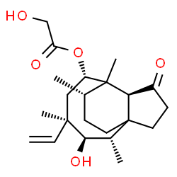 ChemSpider 2D Image | (2S,3R,4R,6S,8S,14S)-3-Hydroxy-2,4,7,14-tetramethyl-9-oxo-4-vinyltricyclo[5.4.3.0~1,8~]tetradec-6-yl glycolate | C22H34O5