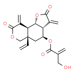 ChemSpider 2D Image | (3aR,4S,5aR,9aS,9bS)-3,9-Bis(methylene)-2,8-dioxo-5a-vinyldecahydro-2H-furo[2,3-f]isochromen-4-yl 2-(hydroxymethyl)acrylate | C19H20O7
