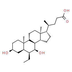 ChemSpider 2D Image | (3beta,5alpha,6beta,7beta,8alpha,9beta,10alpha,13alpha,14beta,17alpha,20S)-6-Ethyl-3,7-dihydroxycholan-24-oic acid | C26H44O4