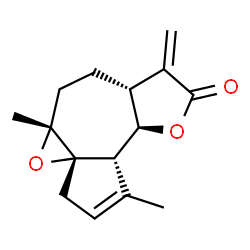 ChemSpider 2D Image | (3aS,4aR,6aR,9aR,9bS)-1,4a-Dimethyl-7-methylene-5,6,6a,7,9a,9b-hexahydro-3H-oxireno[8,8a]azuleno[4,5-b]furan-8(4aH)-one | C15H18O3