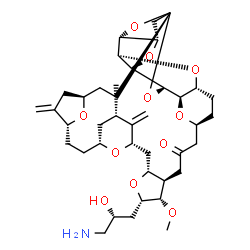 ChemSpider 2D Image | (3S,6R,9R,12R,14S,16S,18R,20S,21S,22R,26S,29R,31S,32R,33S,35S,36R)-20-[(2R)-3-Amino-2-hydroxypropyl]-21-methoxy-14-methyl-8,15-bis(methylene)-2,19,30,34,37,39,40,41-octaoxanonacyclo[24.9.2.1~3,32~.1~3
,33~.1~6,9~.1~12,16~.0~18,22~.0~29,36~.0~31,35~]hentetracontan-24-one | C40H59NO11