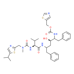 ChemSpider 2D Image | N-[(4R)-4-Hydroxy-1,6-diphenyl-5-{[(1,3-thiazol-5-ylmethoxy)carbonyl]amino}-2-hexanyl]-N~2~-{[(5-isopropyl-1,3-thiazol-2-yl)methyl](methyl)carbamoyl}-L-valinamide | C37H48N6O5S2