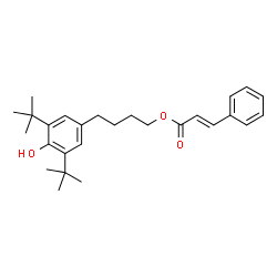 ChemSpider 2D Image | 4-[4-Hydroxy-3,5-bis(2-methyl-2-propanyl)phenyl]butyl (2E)-3-phenylacrylate | C27H36O3