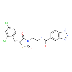 ChemSpider 2D Image | N-{2-[(5E)-5-(2,4-Dichlorobenzylidene)-2,4-dioxo-1,3-thiazolidin-3-yl]ethyl}-1H-benzotriazole-5-carboxamide | C19H13Cl2N5O3S