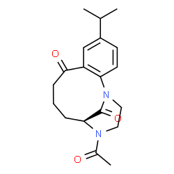 ChemSpider 2D Image | (12S)-13-Acetyl-5-isopropyl-1,13-diazatricyclo[10.3.1.0~2,7~]hexadeca-2,4,6-triene-8,16-dione | C19H24N2O3