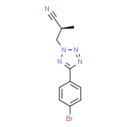 ChemSpider 2D Image | (2S)-3-[5-(4-Bromophenyl)-2H-tetrazol-2-yl]-2-methylpropanenitrile | C11H10BrN5