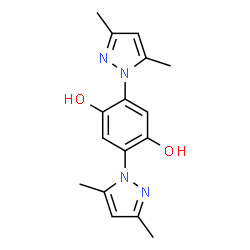 ChemSpider 2D Image | 2,5-Bis-(3,5-dimethyl-pyrazol-1-yl)-benzene-1,4-diol | C16H18N4O2