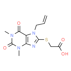 ChemSpider 2D Image | [(7-Allyl-1,3-dimethyl-2,6-dioxo-2,3,6,7-tetrahydro-1H-purin-8-yl)sulfanyl]acetic acid | C12H14N4O4S