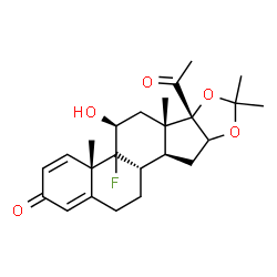ChemSpider 2D Image | (4aS,5S,6aS,6bS,10aS,10bS)-6b-Acetyl-4b-fluoro-5-hydroxy-4a,6a,8,8-tetramethyl-4a,4b,5,6,6a,6b,9a,10,10a,10b,11,12-dodecahydro-2H-naphtho[2',1':4,5]indeno[1,2-d][1,3]dioxol-2-one | C24H31FO5