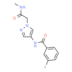 ChemSpider 2D Image | 3-Iodo-N-{1-[2-(methylamino)-2-oxoethyl]-1H-pyrazol-4-yl}benzamide | C13H13IN4O2
