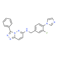 ChemSpider 2D Image | N-[3-Fluoro-4-(1H-imidazol-1-yl)benzyl]-3-phenyl[1,2,4]triazolo[4,3-b]pyridazin-6-amine | C21H16FN7