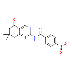 ChemSpider 2D Image | N-(7,7-Dimethyl-5-oxo-5,6,7,8-tetrahydro-2-quinazolinyl)-4-nitrobenzamide | C17H16N4O4
