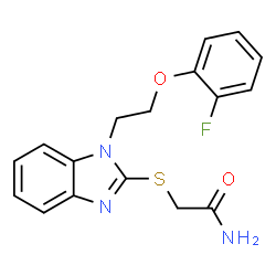 ChemSpider 2D Image | 2-({1-[2-(2-Fluorophenoxy)ethyl]-1H-benzimidazol-2-yl}sulfanyl)acetamide | C17H16FN3O2S